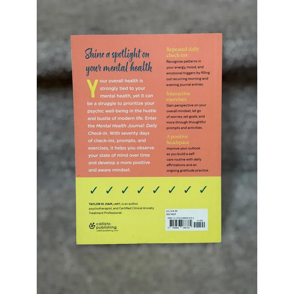 Mental Health Journal Daily Check-In Reflection‎ Prompt Book Self Help
